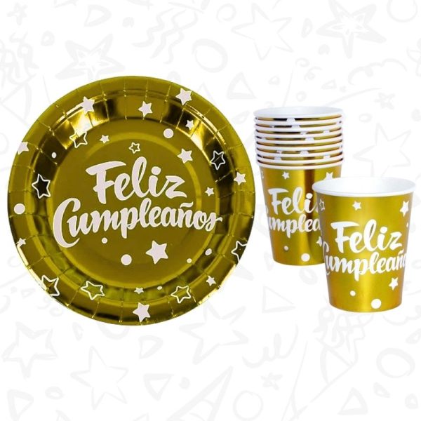 Set de Vasos y Platos “Feliz Cumpleaños” x 10 unds - Imagen 8