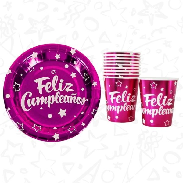 Set de Vasos y Platos “Feliz Cumpleaños” x 10 unds - Imagen 7