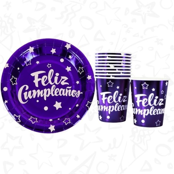 Set de Vasos y Platos “Feliz Cumpleaños” x 10 unds - Imagen 4