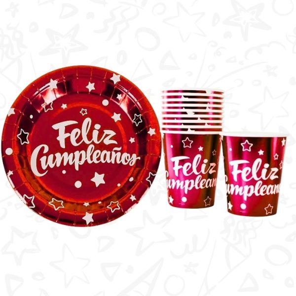 Set de Vasos y Platos “Feliz Cumpleaños” x 10 unds - Imagen 3