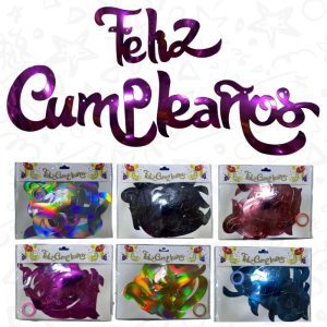 Festón "Feliz Cumpleaños" Cursivo Metalizado